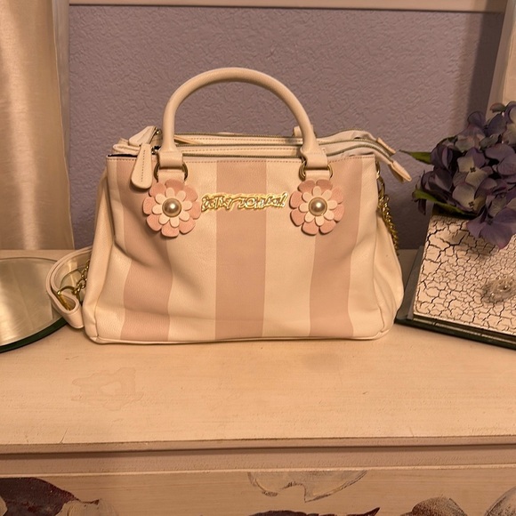 Betsey Johnson Handbags - Donated Betsey Johnson Pink and White Shoulder Bsg